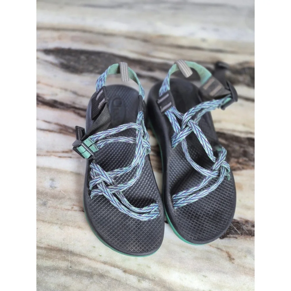 Chaco Kids Junior Z/1 Ecotread Sandals Teal Purple Black Strappy Size 4 Gorpcore